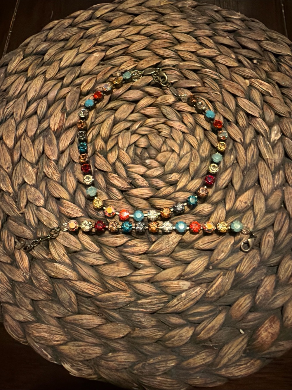 Sabika Multicolor Crystal Necklace and Bracelet Set - Turquoise Red Gold